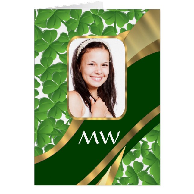 緑のシャムロックの写真の背景 (正面)