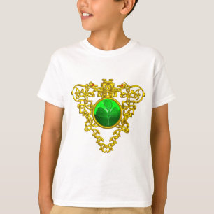 緑のシャムロックを持つ聖パトリックのセルトハート Tシャツ