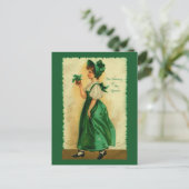 緑のシャムロックアートの衣装 ポストカード (スタンド正面)