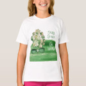 緑のシャムロッククローバーの水彩画 Tシャツ (正面)