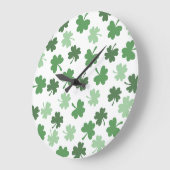 緑のシャムロック模様セントパトリックの日 ラージ壁時計 (傾斜)