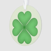緑のシャムロック4の葉のクローバーのハート オーナメント (正面)