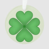 緑のシャムロック4の葉のクローバーのハート オーナメント (正面)
