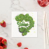 緑のシャムロック |きらめくハート スタンダードカクテルナプキン (インサイチュ)