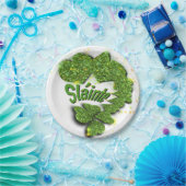 緑のシャムロック |きらめくハート ペーパープレート (パーティー)