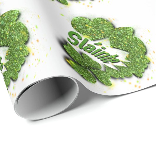 緑のシャムロック |きらめくハート ラッピングペーパー (ロールコーナー)