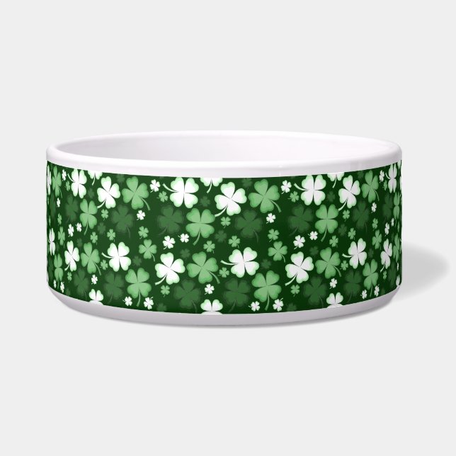 緑のシャムロック St. Patrick"s Day 犬 ボウル (正面)