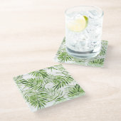 緑のシュロの葉 ガラスコースター (アングル)