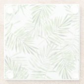 緑のシュロの葉 ガラスコースター (裏面)