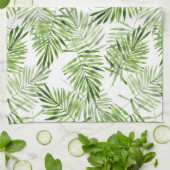 緑のシュロの葉 キッチンタオル (折り畳み)