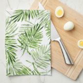 緑のシュロの葉 キッチンタオル (四つ折り)
