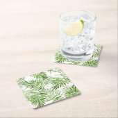 緑のシュロの葉 スクエアペーパーコースター (インサイチュ)