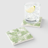 緑のシュロの葉 ストーンコースター (横)