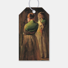 緑のショールを着た少女（Joseph DeCamp著） ギフトタグ