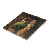 緑のショールを着た少女（Joseph DeCamp著） タイル (側面)