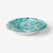 緑のシルクに真珠を付けた蝶 ペーパーボウル (傾斜あり)