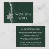 緑のシルバー スノーフレーク ウィンター ウェディング ウィッシング ウェル エンクロージャーカード (正面/裏面)