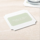 緑のシンプルでエレガントな結婚式 ペーパーコースター (アングル)