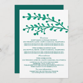 緑のシンプルの結婚葉の情報 招待状
