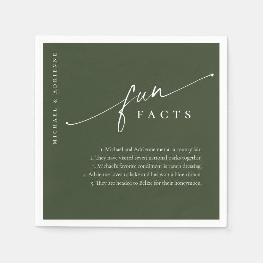 緑のシンプルスクリプモダントおもしろいのファクト結婚ー スタンダードカクテルナプキン (正面)