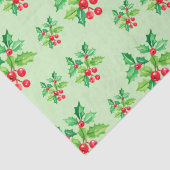 緑のシンプル水の色ホリーベリークリスマスパターン 薄葉紙 (詳細)