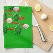 緑のシータートルズクリスマスツリー キッチンタオル (四つ折り)
