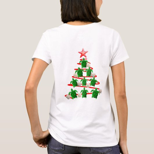 緑のシータートルズクリスマスツリー Tシャツ (裏面)