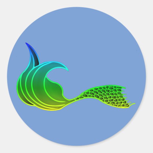 緑のシールの色合いの人魚の尾 ラウンドシール (正面)