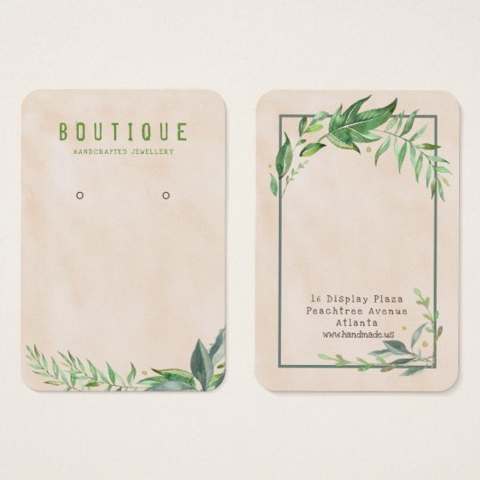 緑のシーンの葉のイヤリング表示 (正面&裏面)