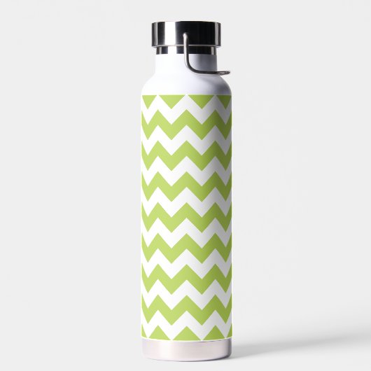 緑のジグザグ、緑の山形、幾何学模様 ウォーターボトル (左面)