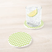 緑のジグザグ、緑の山形、幾何学模様 コースター (側面)