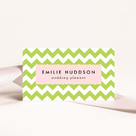 緑のジグザグ、緑の山形、幾何学模様 名刺
