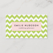 緑のジグザグ、緑の山形、幾何学模様 名刺 (正面)