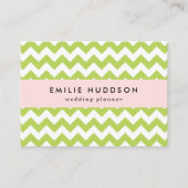 緑のジグザグ、緑の山形、幾何学模様 名刺 (正面)