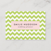 緑のジグザグ、緑の山形、幾何学模様 名刺 (正面)