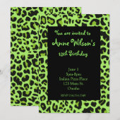 緑のジャガーのプリントの女の子の招待状 招待状 (正面/裏面)