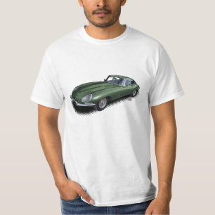 緑のジャガーXKEのスポーツ・カーのTシャツを競争させているイギリス Tシャツ