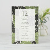 緑のジャングルの葉熱帯、テーブル座席表 招待状 (スタンド正面)
