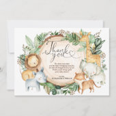 緑のジャングルサファリワイルドアニマルズサンキューカード 招待状 (正面)