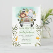 緑のジャングルサファリワイルドアニマルベビシャワー 招待状 (スタンド正面)