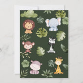 緑のジャングルサファリワイルドアニマルベビシャワー 招待状 (裏面)