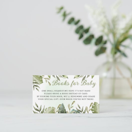 緑のジャングルサファリ野生動物の本ベビー エンクロージャーカード (スタンド正面)