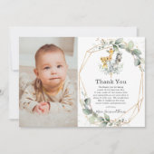 緑のジャングル動物の洗礼サンキューカード 招待状 (正面)