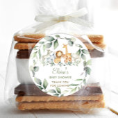 緑のジャングル動物の赤ちゃんシャワーありがとう ラウンドシール