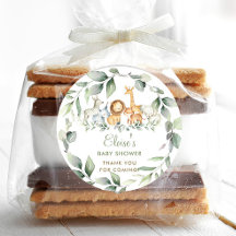 緑のジャングル動物の赤ちゃんシャワーありがとう