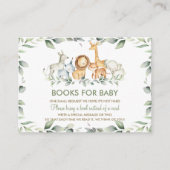 緑のジャングル動物の赤ちゃんシャワーが本を持ってくる エンクロージャーカード (正面)