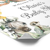 緑のジャングル動物の赤ちゃんシャワーへようこそ ポスター (角)