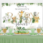 緑のジャングル動物の赤ちゃんシャワーへようこそ 横断幕