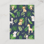 緑のジャングル動物の赤ちゃんシャワーベビー エンクロージャーカード (裏面)