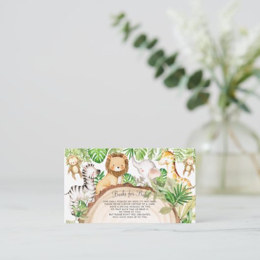 緑のジャングル動物の赤ちゃんシャワーベビー エンクロージャーカード (スタンド正面)